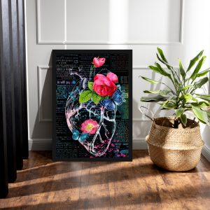 Floral Heart Anatomy Canvas Wall Art