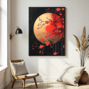 Moon with Flowers Wall Art